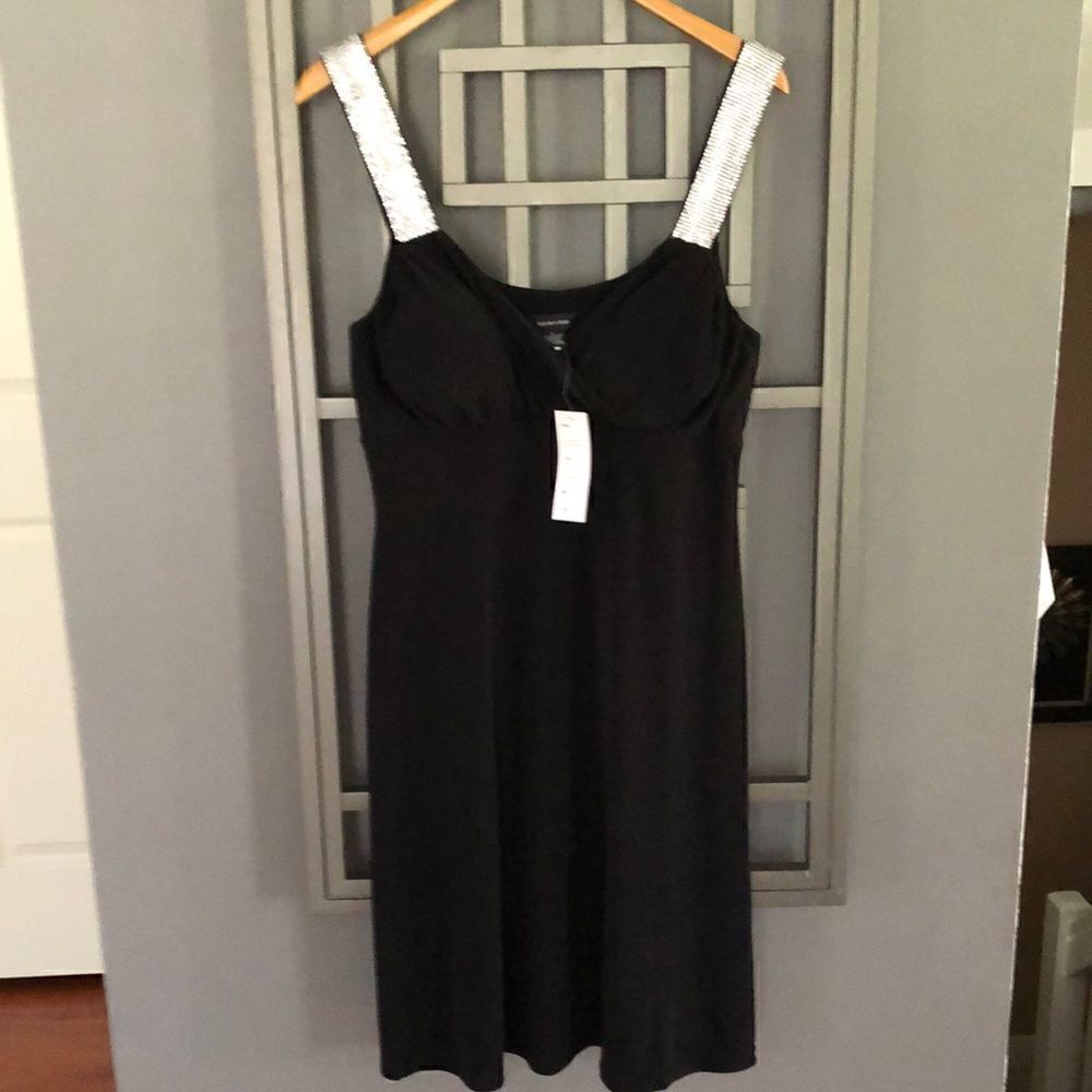 NWT Spense Black with silver mesh A-line dress. Size 8